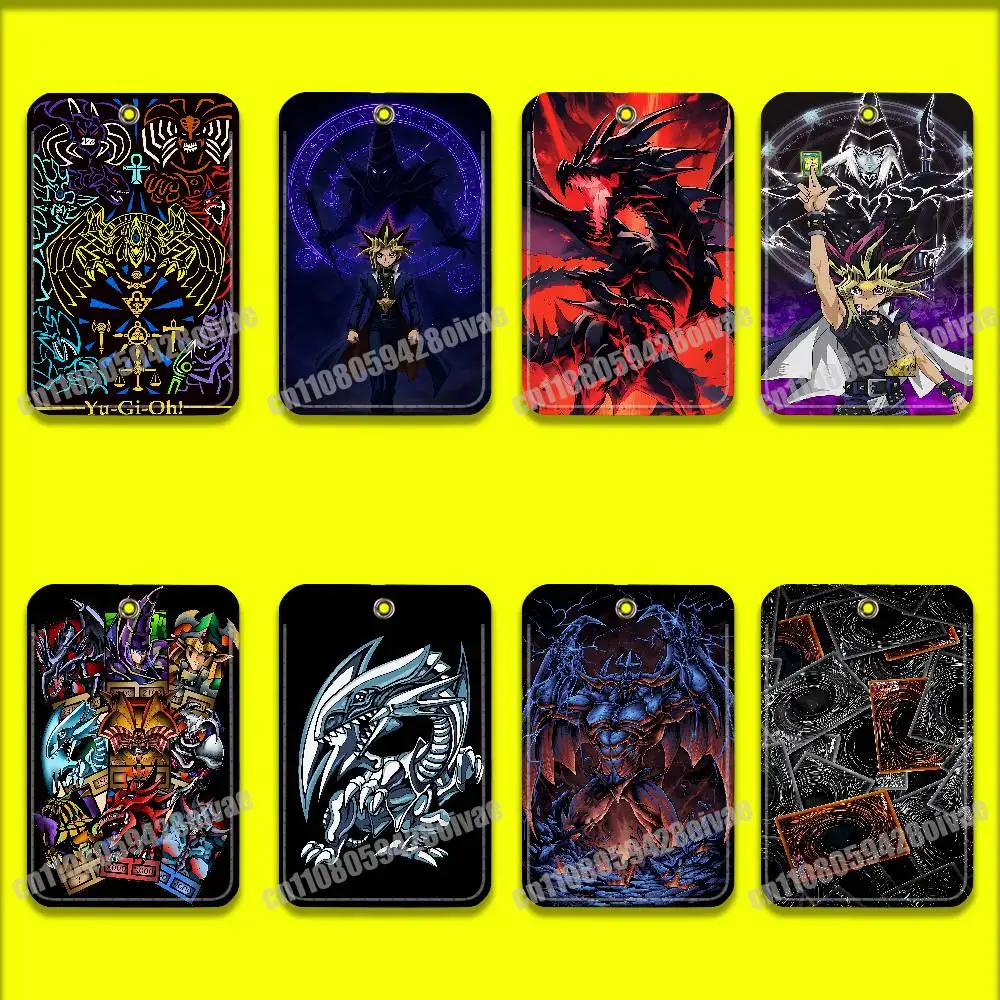 

Blue Eyes White Dragon Y-Yu-Gi-Oh Card Holder Cover For ID Clips Credit Bank Bag Bus Meal Sleeves Pocket PU Leather Keychain
