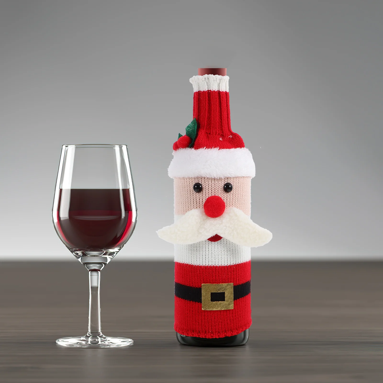 

Knitted Christmas Bottle Cover Elderly Snowman Wine Sleeve Holiday Party Decor Xmas Sweater Protector Festive Dining Accessory