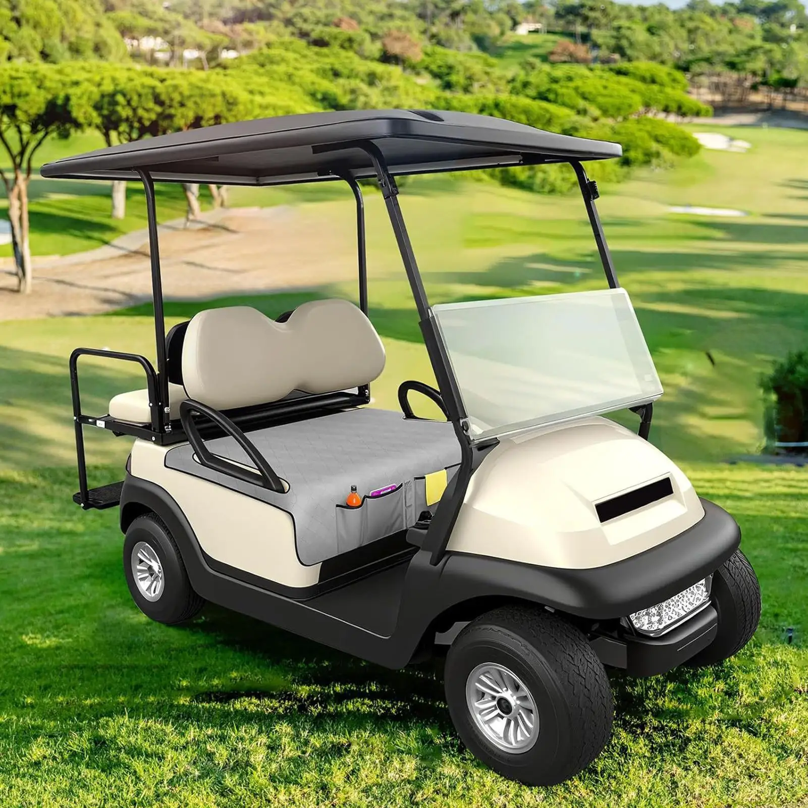 Golf Seat Covers For Cart Backseat Towel Protector With 4 Pockets Breathable Golf Cart Seat Covers For Water Bottle Gloves