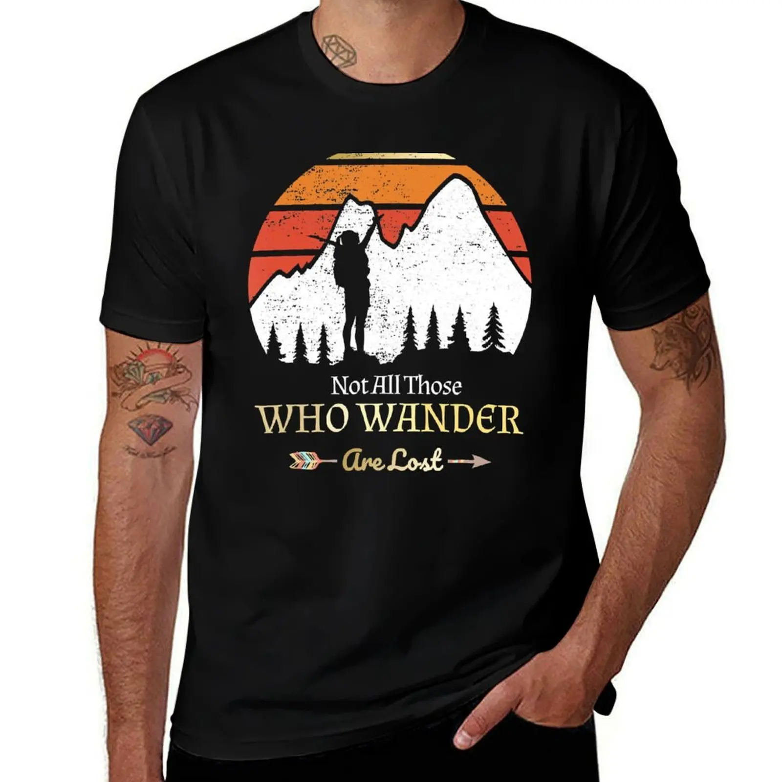 Not All Those Who Wander Are Lost Hiking Camping Woman T-Shirt man t shirt cotton T-Shirt