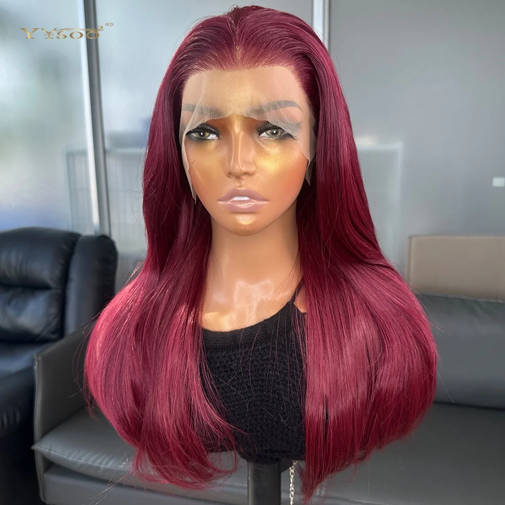 

YYsoo High Quality 39# Glueless Heatresistant Natural Hairline Body Wavy Futura Fiber Synthetic Lacefront Wigs For BlackWomens