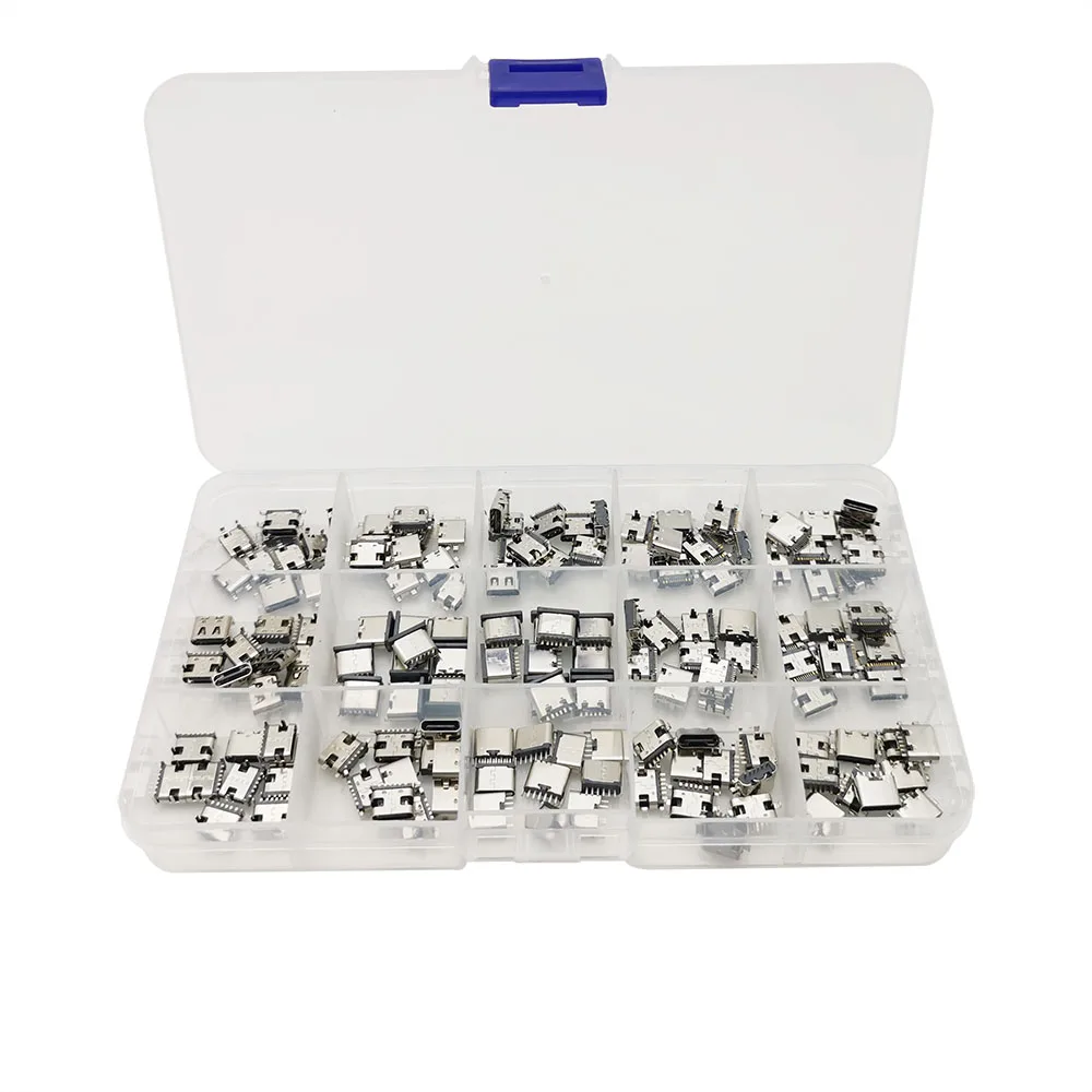 150Pcs/Box USB Type C Female 6Pin and 16Pin Jack Charging Port Connectors SMD DIP PCB Soldering USB-C Type-C Socket Repair Kits