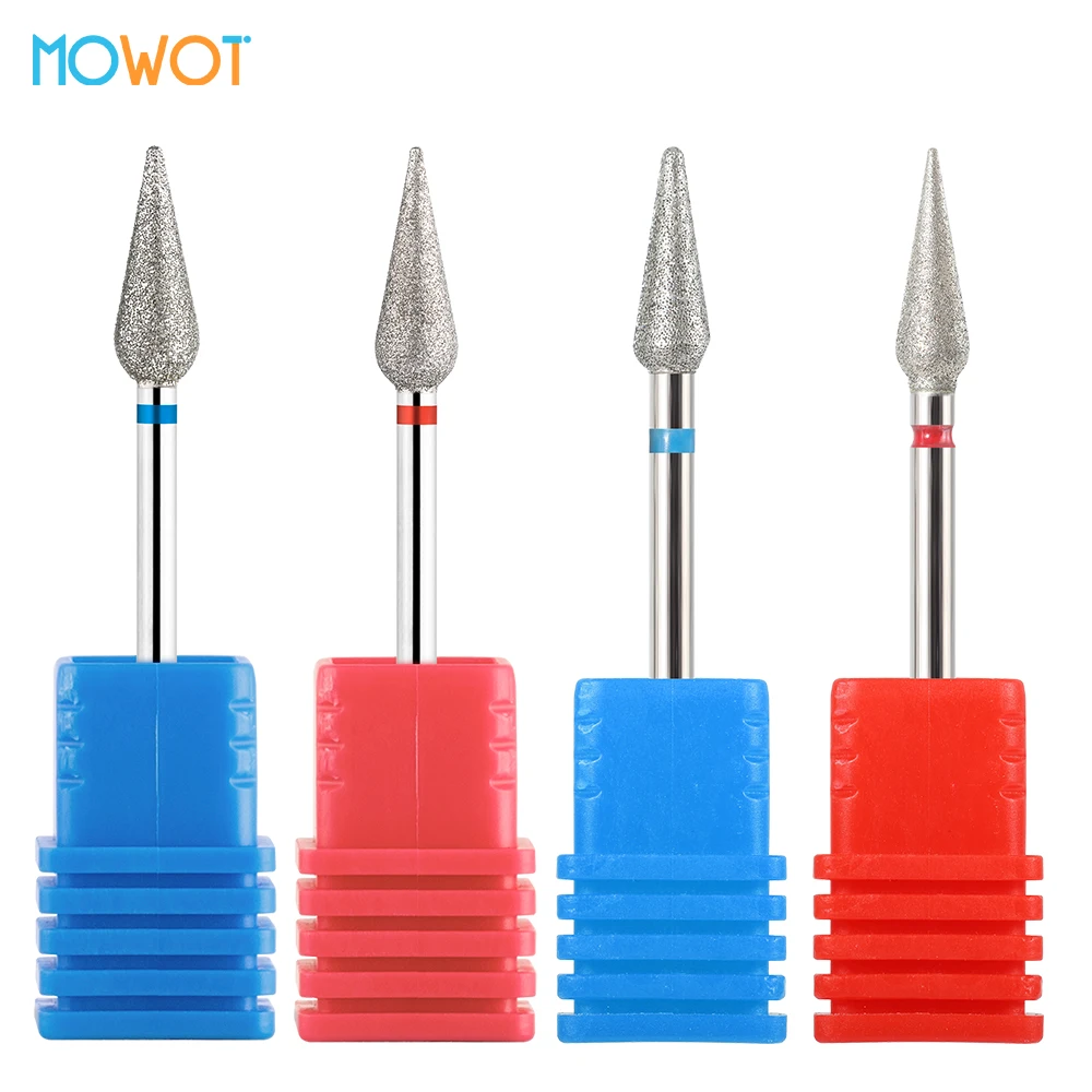 

MOWOT 1Pc Flame Diamond Nail Drill Bits For Manicure Rotary Cuticle Clean Burr Nail Bit 3/32'' Electric Milling Cutter Nail Tool