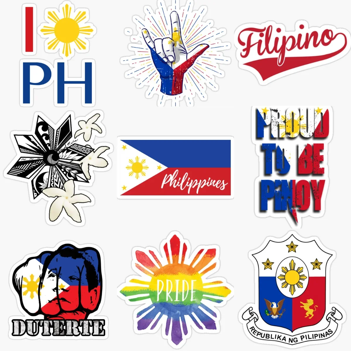 Philippine Flag Map National Emblem Creative Stickers for Car Truck Van Motorcycle Helmet Bumper Table Decoration Accessories