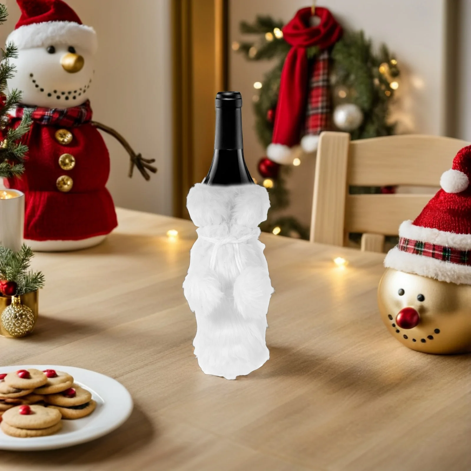 

2Pcs Holiday Wine Bottle Covers Festive Design Protective Sleeve for Christmas Parties Reusable Drink Packaging Bag