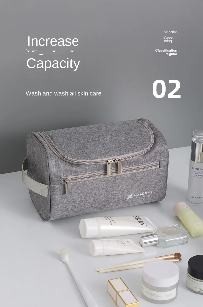 Wasserdichte Männer Kosmetische Lagerung Tasche Hohe Kapazität Nylon Reise Kulturbeutel Organizer Hängen Frauen Zipper Make-Up Waschen Beutel – Detail 3