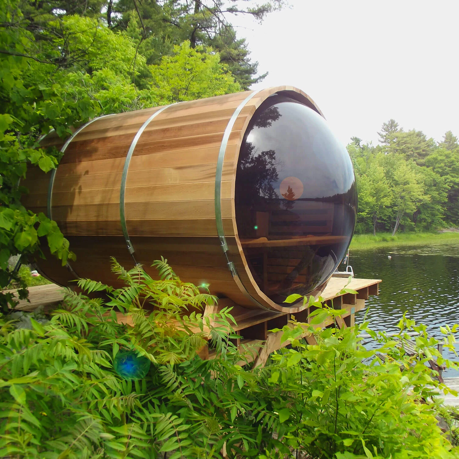 Outdoor Barrel Sauna  Cedar Wood Steam Sauna Room with Panoramic Window for Home Garden Backyard 2-3 Person Wooden Hot Room