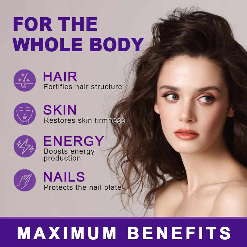 Free Sipping Biotin & Collagen Supplement Nails,Shiny Hair,  Skin,Vegetarian Capsules Beauty Health