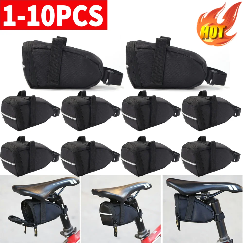 1-10pcs 1L Bicycle Saddle Bag Rainproof Portable Storage Bag Polyester Fiber Rear Seat Bag Splash Cycling Accessories Hot Sale