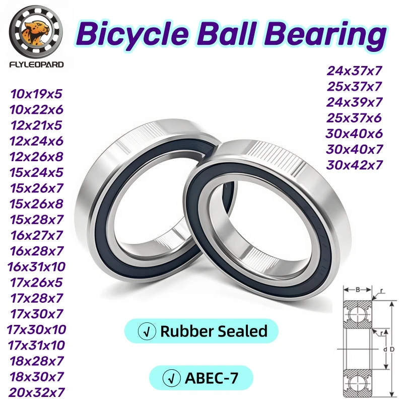2PCS 24377RS 24x37x7mm Bicycle Ball Bearing 15267 12268 16287 17287 18307 24397 163110 30406 30407 -2RS ABEC-7 Rubber Sealed