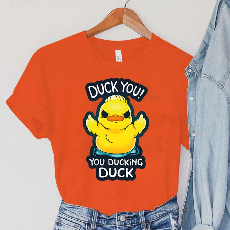 T-shirt da donna Cartoon DUCK Animals abbigliamento DUCK YOU! YOU DUCKING DUCK Print magliette da donna Vintage Anger DUCK t-shirt da donna