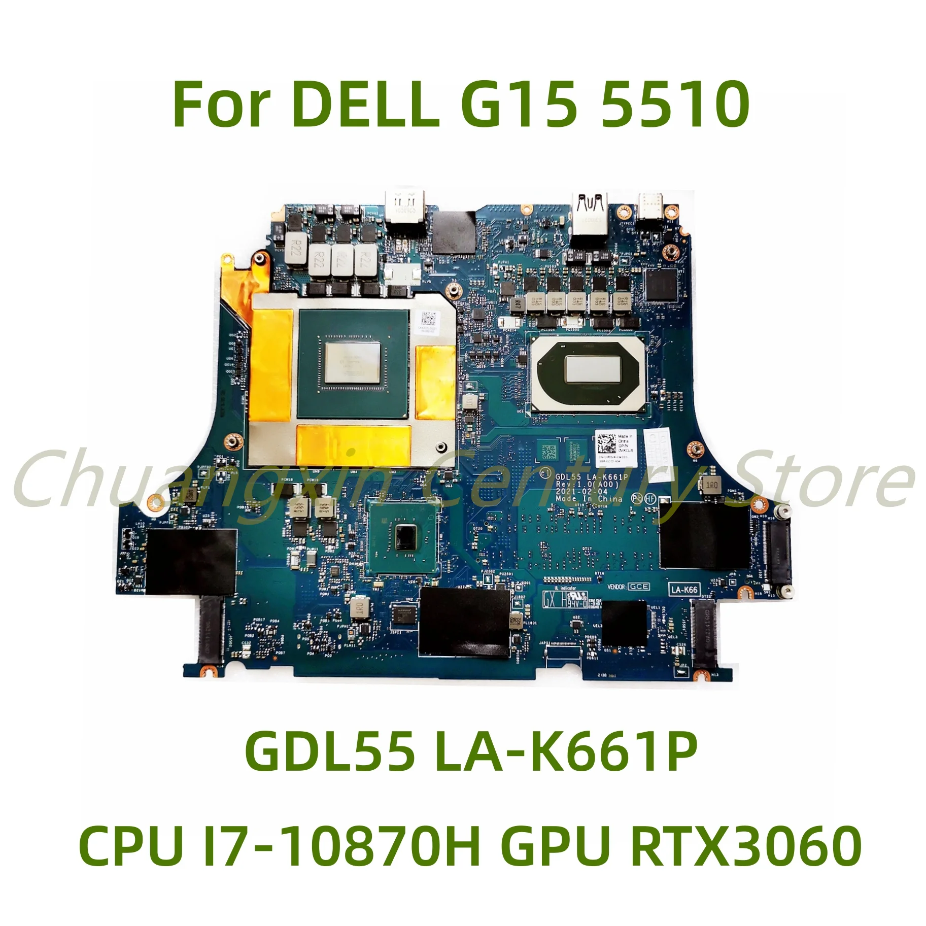 

Suitable for DELL G15 5510 laptop motherboard GDL55 LA-K661P with CPU I7-10870H GPU RTX3060 6GB 100% Tested Fully Work