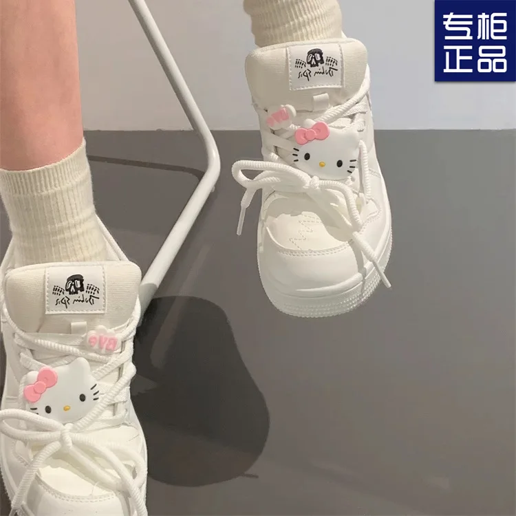 Sanrio Hello Kitty Cartoon Sneakers Cute Anti-slip Thick Bottom Skate Shoes Student Ins Anime Small White Shoes Gift For Girls