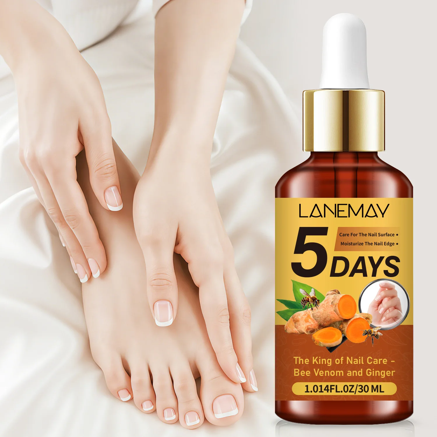 5 Days Bee Venom & Ginger Cuticle Oil 30ml - with Coconut, Olive, Castor & Jojoba Oils - Strengthens Nails.