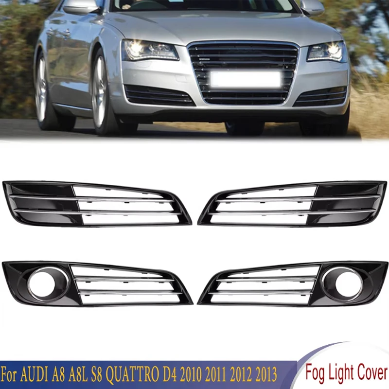 

Front Chrome Bumper Fog Light Grill Cover Racing Grills 4H0807679E 4H0807680E For AUDI A8 S8 QUATTRO D4 2010 2011 2012 2013