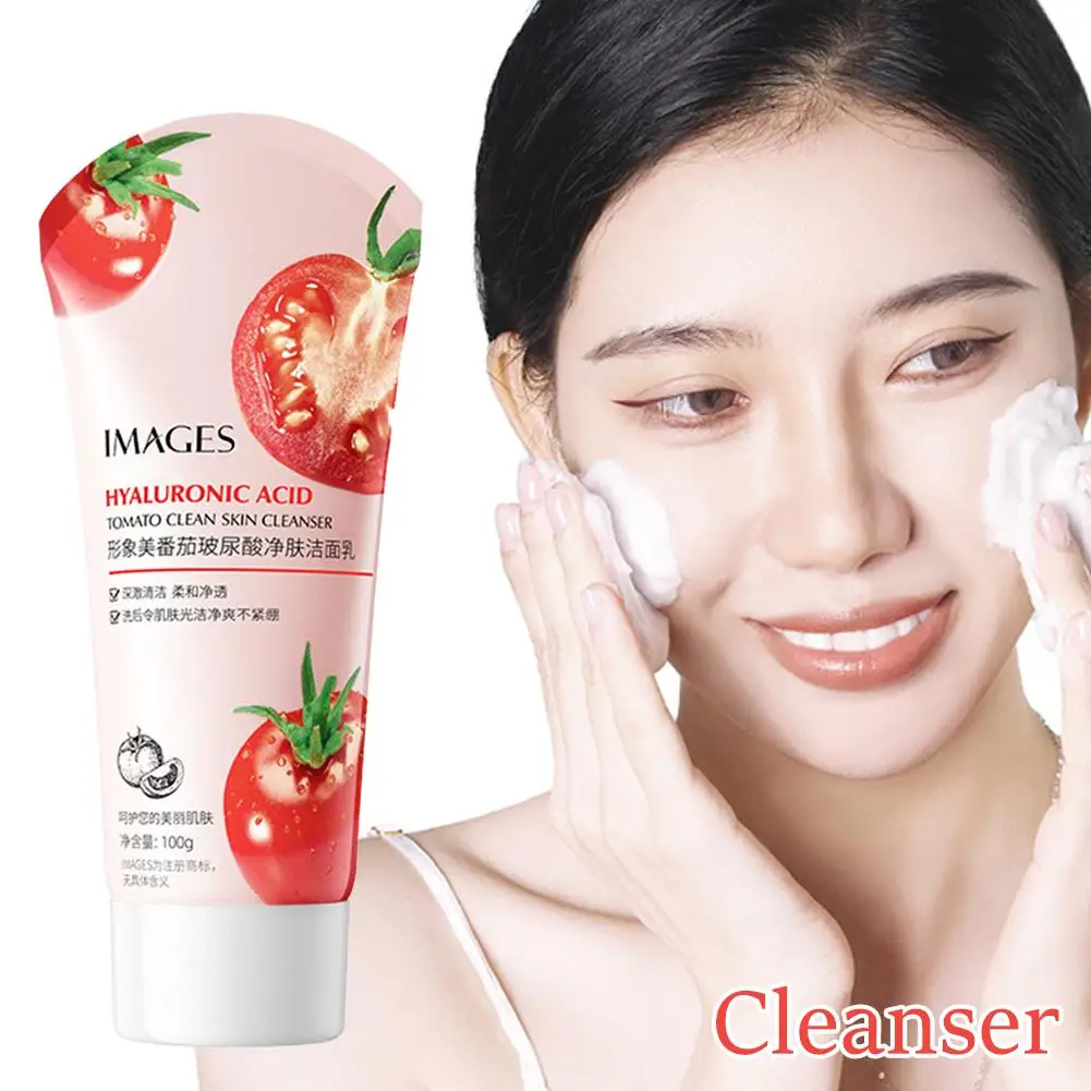 Limpiador Facial de ácido hialurónico de tomate, limpieza hidratante, cara opaca, producto suave, lavado de poros, mejora H4I9