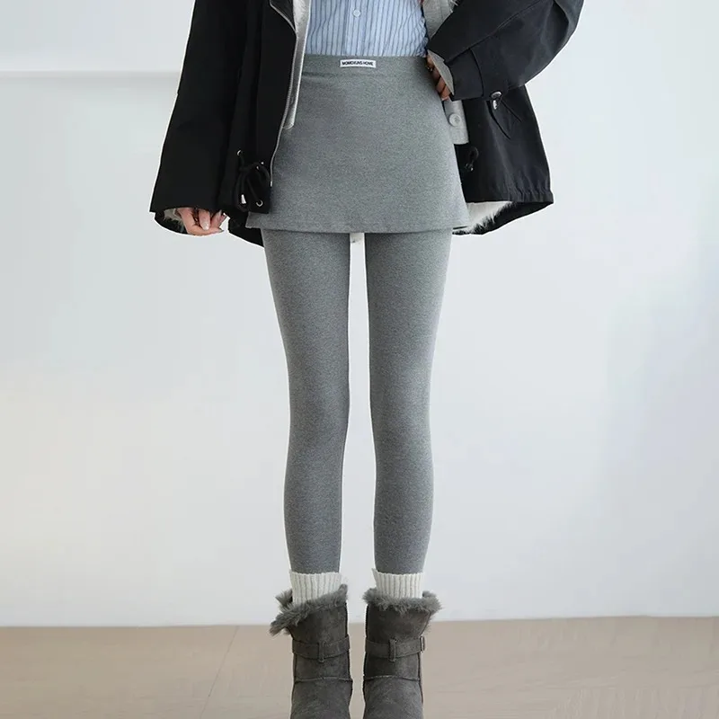 

Эластичные утягивающие брюки для пилатеса, юбки, женские корейские искусственные двойки, уличная одежда, теплые леггинсы, элегантные мягкие зимние леггинсы