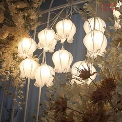 New Wedding Lights 10 LED Lights Fabric Lily Flower Lamp Decorative chandelier for Hotel Wedding Stage Decoration Props