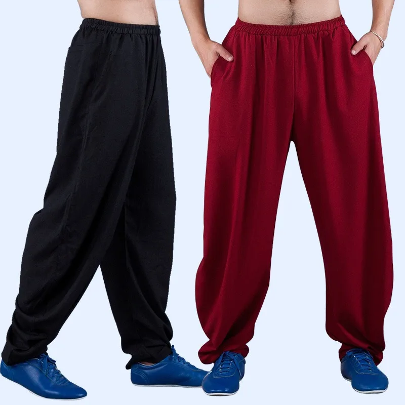 Tai Chi Pants Kung Fu Martial Art Pants Mens Drawstring Hippie Pants Elastic Waist Novelty Pant women Trousers Lounge Pant