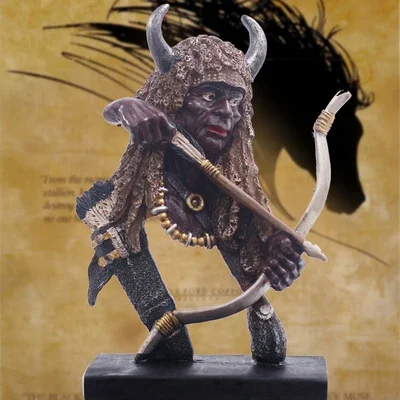 

[New] African Warrior Statue Retro Inuit Characters Art Sculpture Creative Resin Craft Desktop Office Decorations For Home