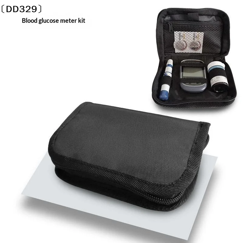 Blood Glucose Meter Storage Bag Household Blood Pressure And Oxygen Meter Carrier Organizer Black Zipper Storage Bag〔DD329〕