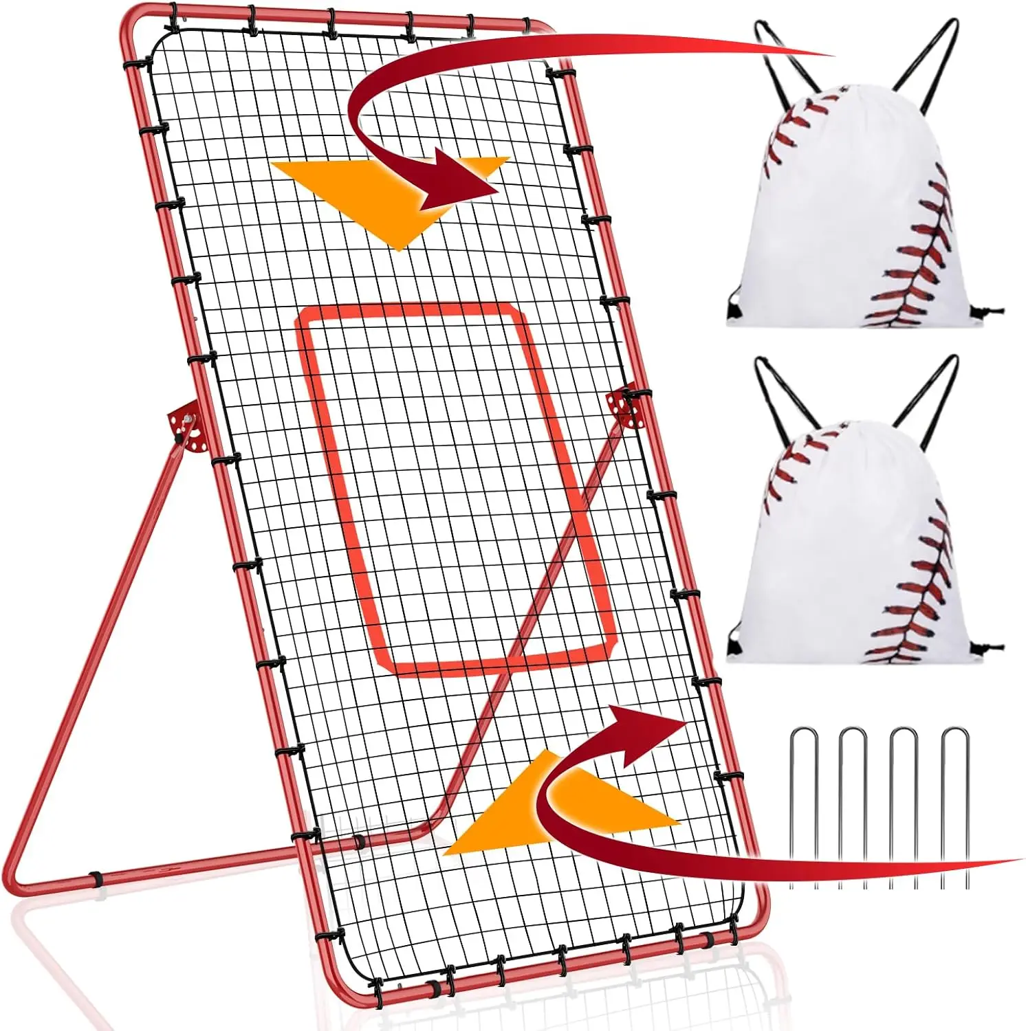 

Pitch Back Rebounder Practice Net, 6x4 FT Adjustable Bounce Back Return Net for Volleyball Softball Lacrosse Soccer Baseball