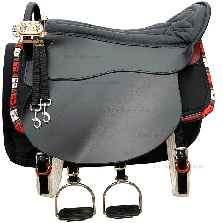 Extended saddle cowhide double saddle full set parent-child couple saddle, two-person saddle complete set