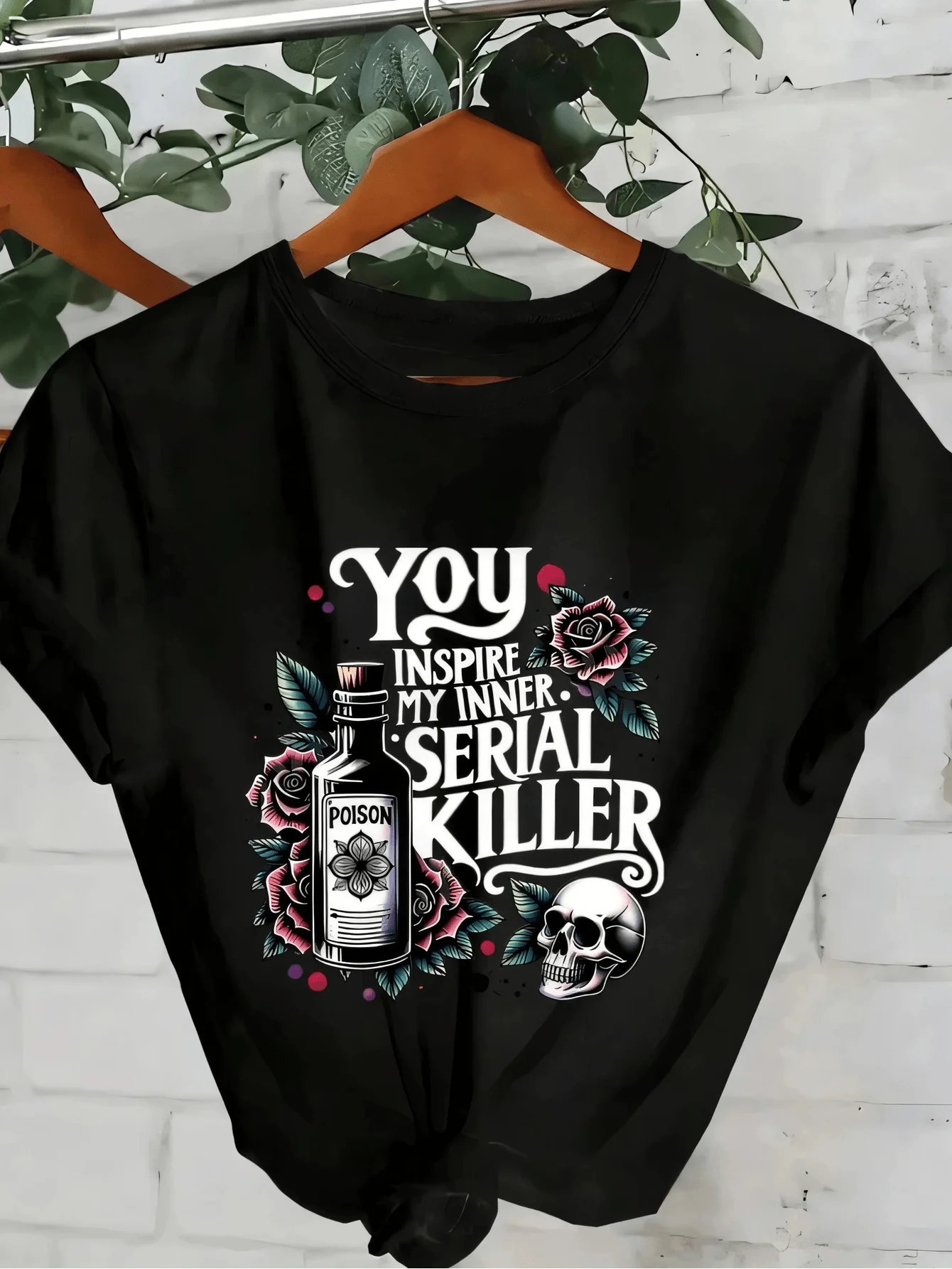 Women's Aesthetic Graphic Tee You Awoke My Inner Serial Killer Print Round Neck Short Sleeve Casual T Shirt For Spring Summer Autumn Daily Wear Gift For Her