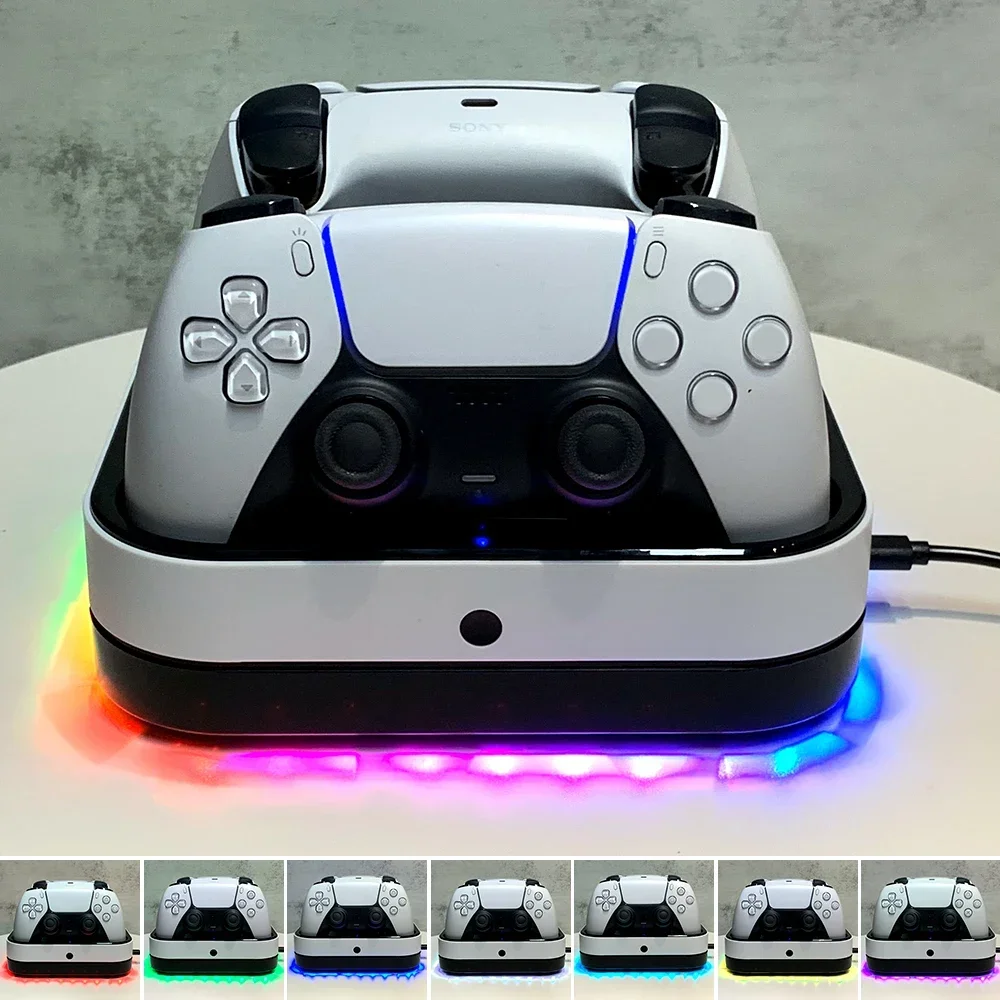 For PS5 Controller Dual Charging Base RGB Fast Charging Stat
