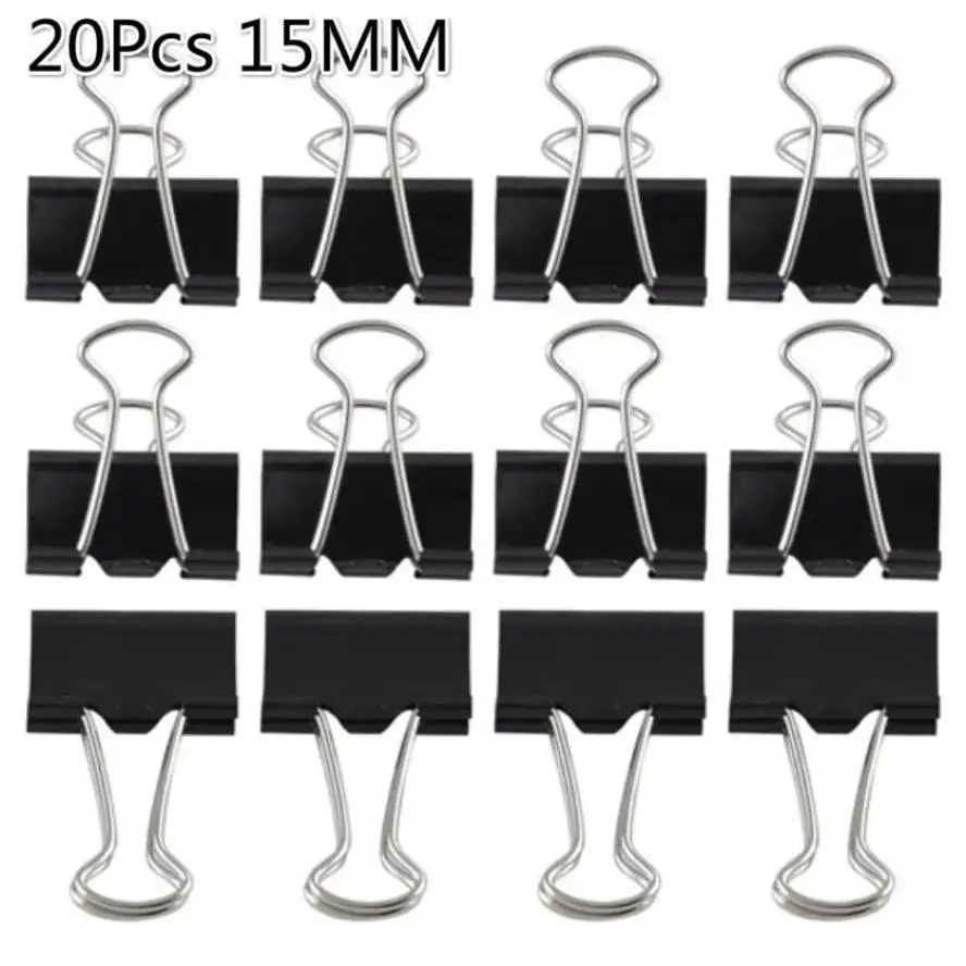 20Pcs/Lot Clips 15mm Metal Binder Paper School Supply Office Supplies Stationery Binding Colorful Tool Home Package Bag Clip