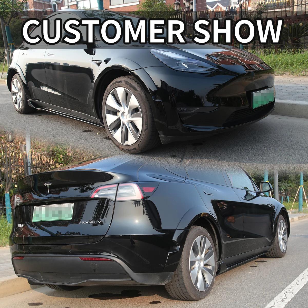 For Tesla Model Y 2021-24  Wide Body Kit ABS Carbon Fiber Splash Guard Mudguard Exterior Trim Cover Spoiler Wheel Accessories