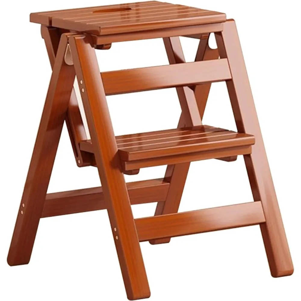 

Solid Wood Folding Library Ladder Chair - 2/3/4 Step Multifunction Portable Adults Solid Wood Ladder Stool,Maximum Load 330ib,St