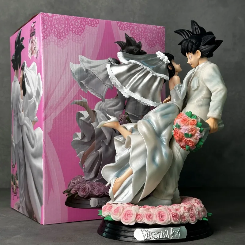 31cm Dragon Ball Z Figure Son Goku Figure Chichi Couple Wedding Version Pvc Statue Collectible Model Desk Ornament Gift Toy