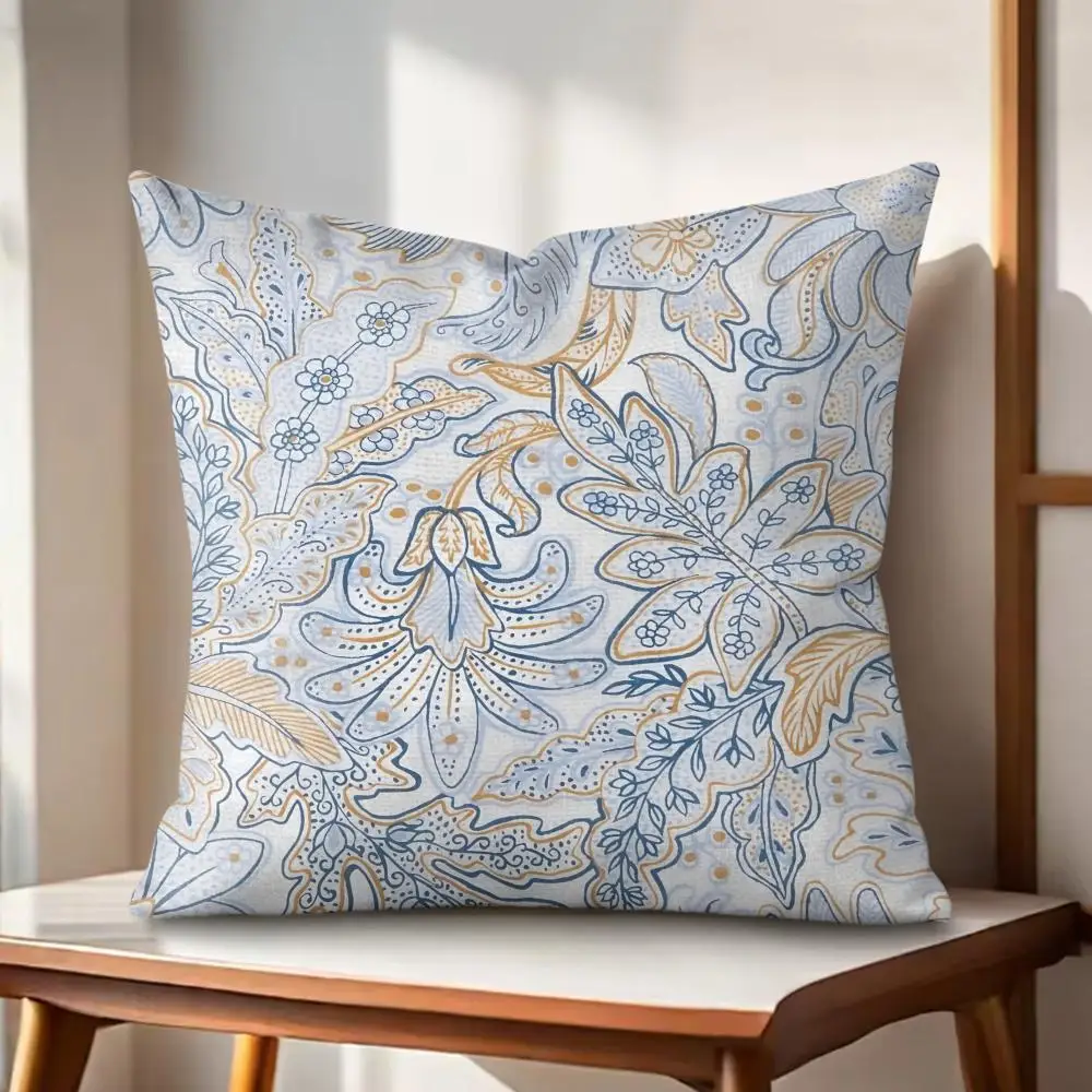 Aristocratic Flower Pattern Cushion Cover Soft Short Plush Pillow Cover Smooth Cozy Texture Aesthetic Cushion Case Home Decor