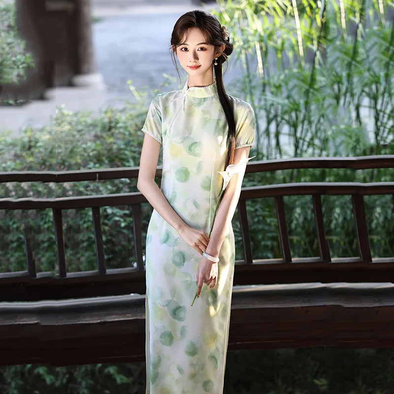 

Short Sleeveless Chinese Style Long Cheongsam Improved Young Women's Retro Slim Fit Dress Qipao