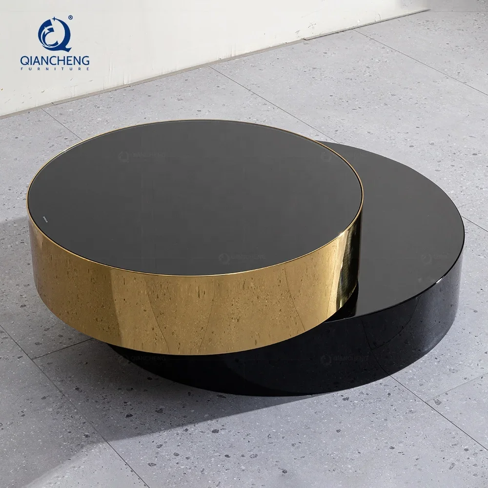 french contemporary coffee table multifunction mirror sitting room black gold tempering glass top smart coffee table