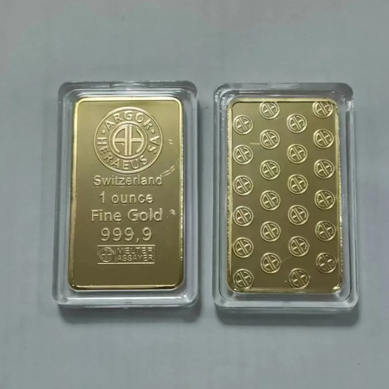 NONE 1~10 Stück Argor Heraeus 1oz Goldbarren 24K vergoldetes Messing Goldbarren mit unabhängigen Seriennummern Goldbarren-Kollektion 5