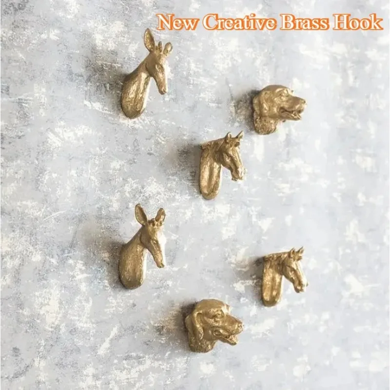 

Brass new animal and plant light luxury creative cabinet door hanging clothes hook entrance bedroom door no drilling required
