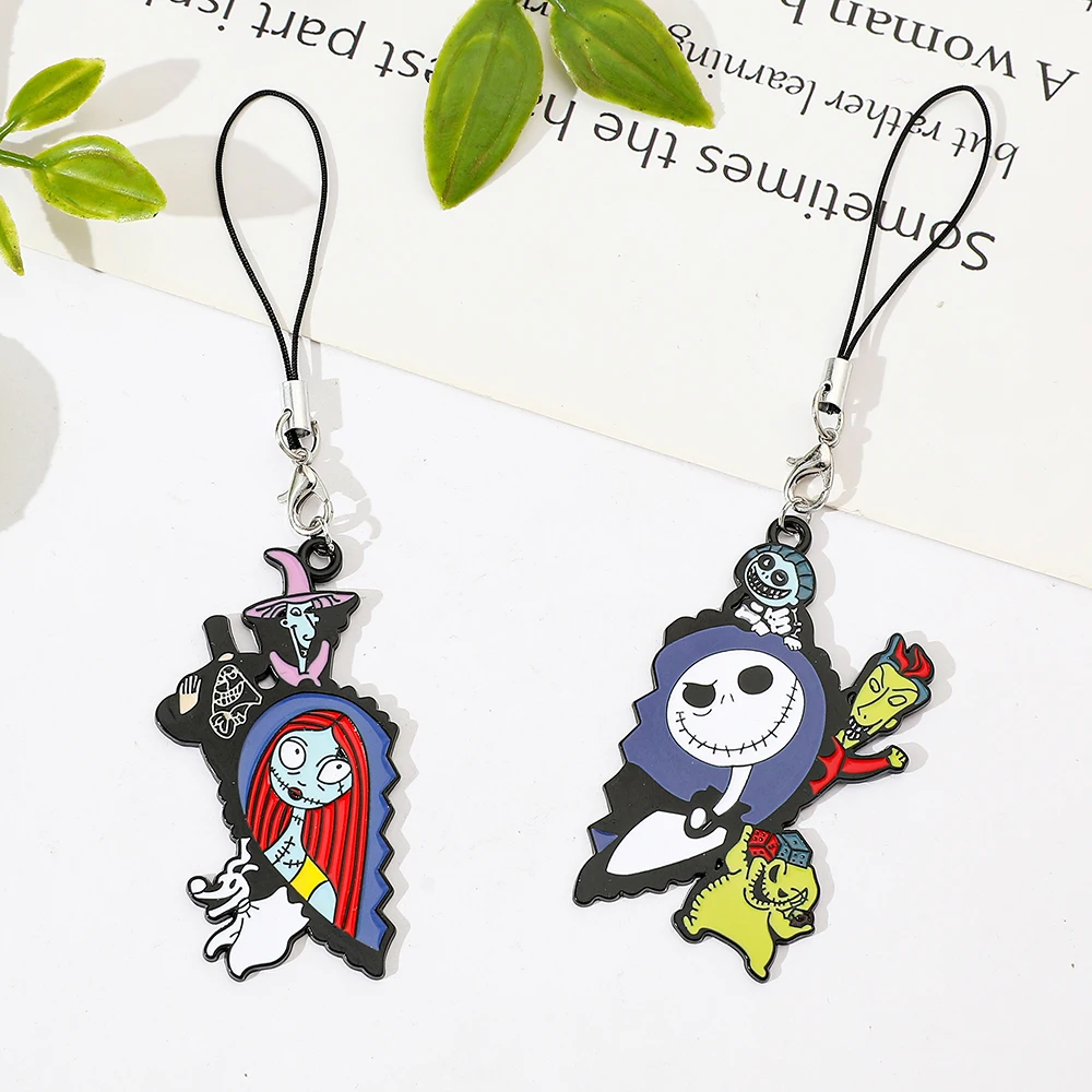 Disney Nightmare Before Christmas Keychain Cartoon Anime Jack Sally Keychain Christmas Student Backpack Pendant Gifts