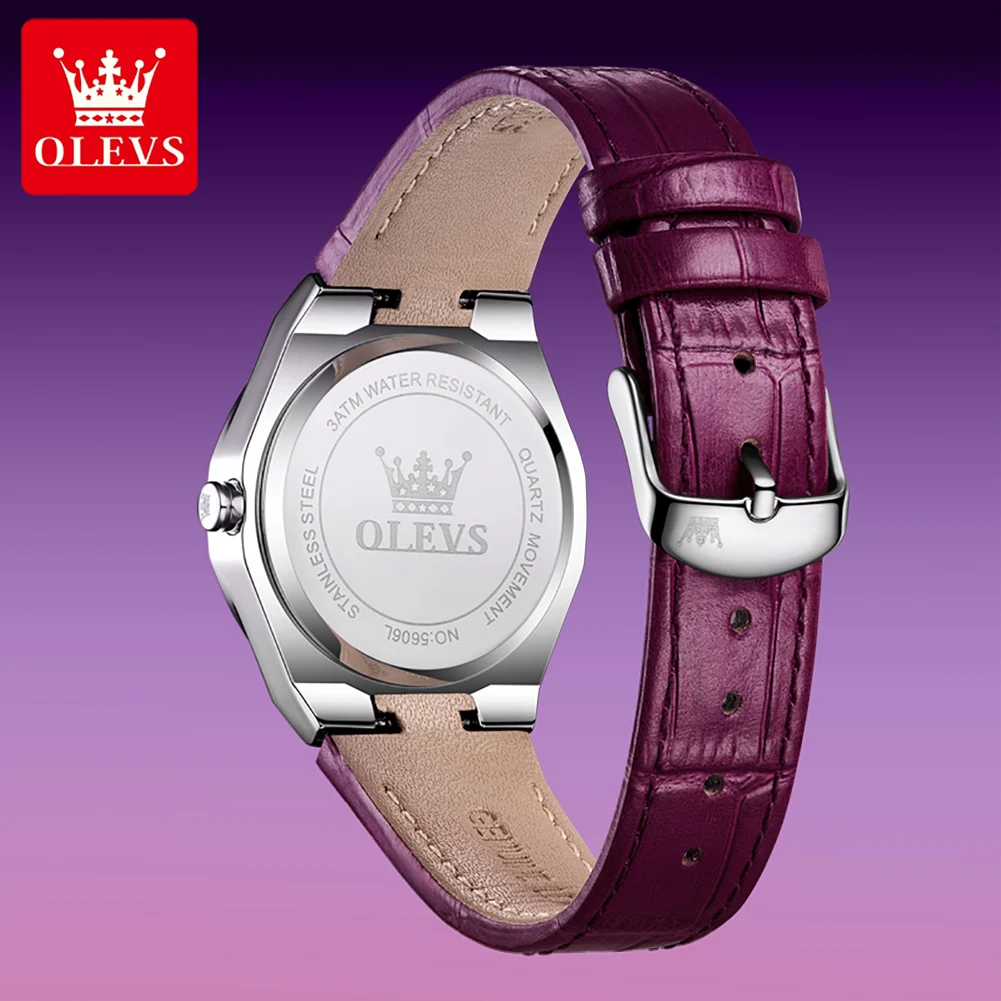 OLEVS 5606 Original Women's Watch Diamond Lap Fashion Leather Strap Waterproof Luminous Ladies Wristwatch Quartz Watch for Women