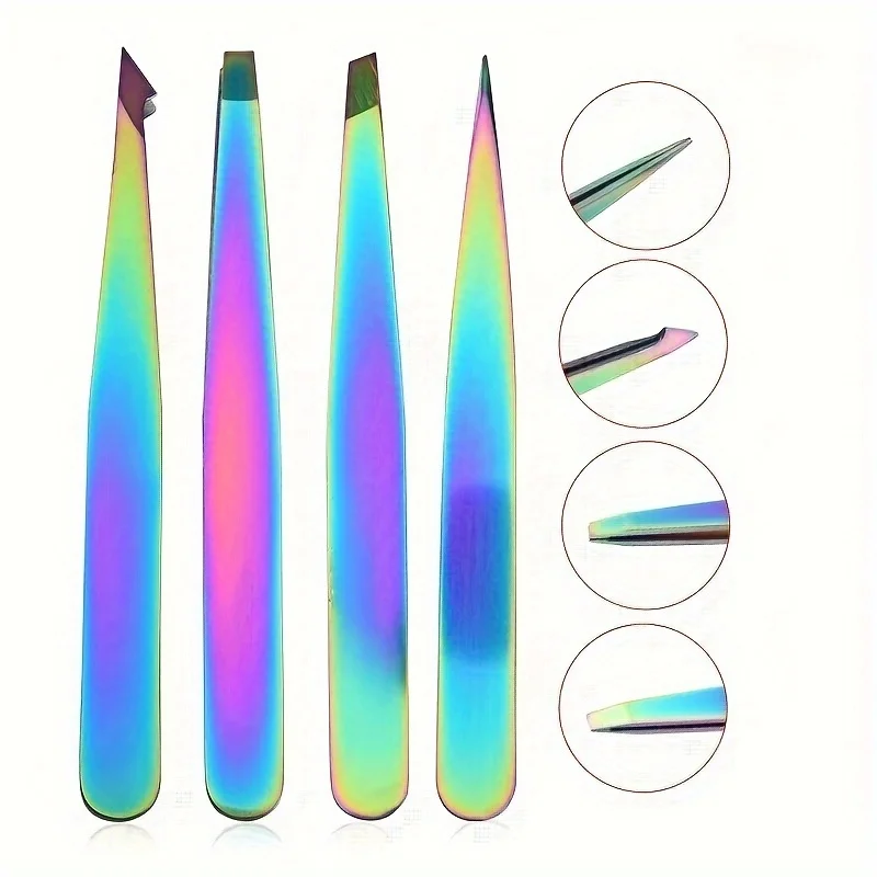 Stainless steel Colorful Precision Eyebrow Tweezers - Professional Hair Plucking & Trimming Tool for Perfect Brow Shaping image 2