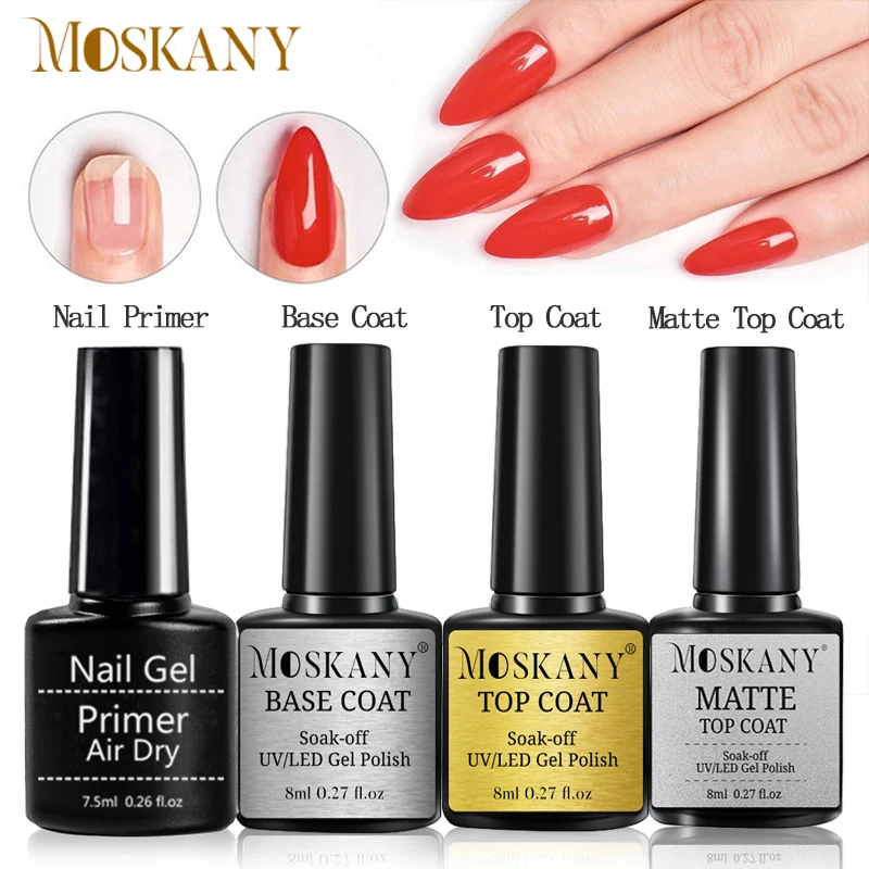 Mos 1-0 Nail Matt Top Base Coat Gel UV Soak Off Semi Permanent Nail Art Acryl Schnelltrocknend No-Säure Primer Gel Lack