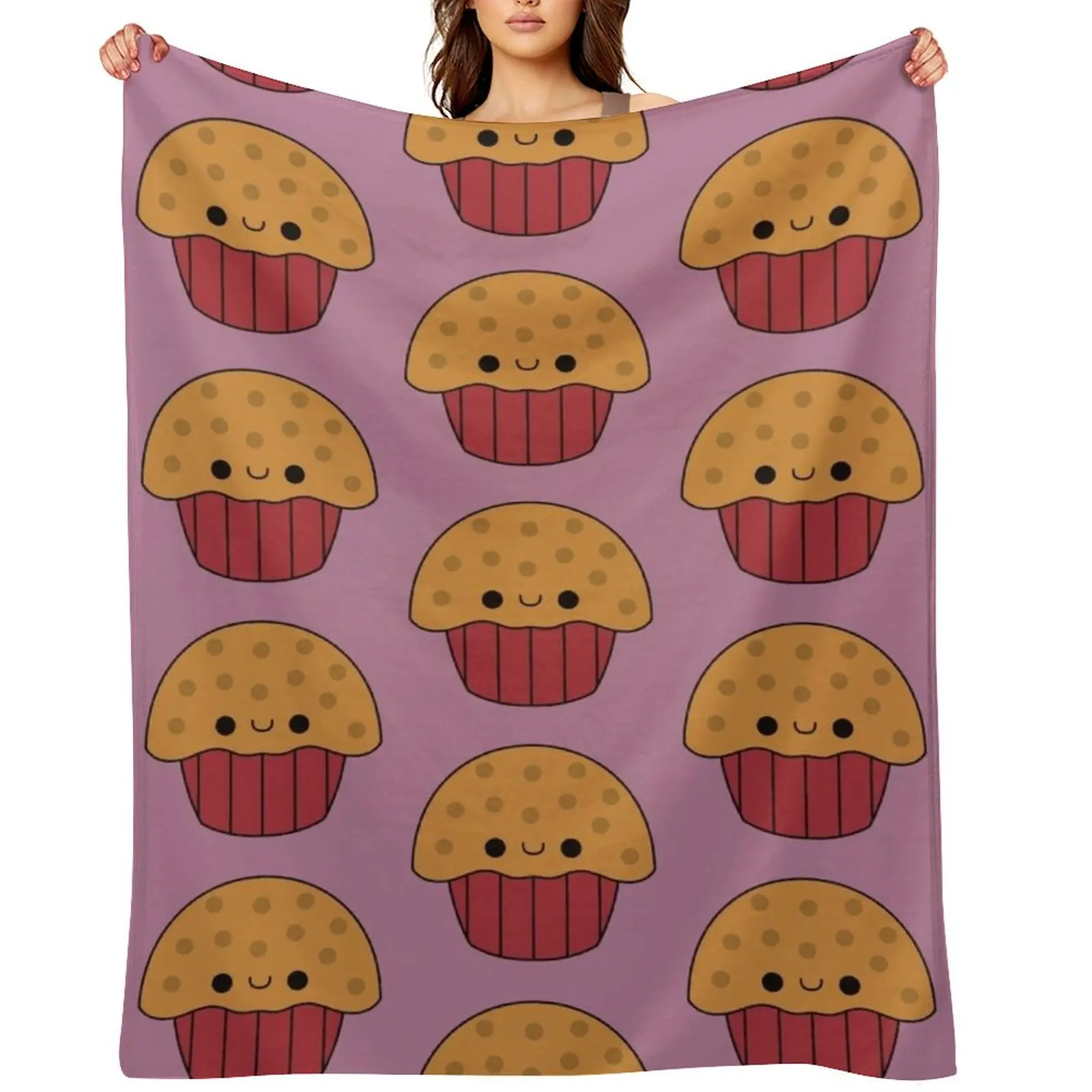 

Cute Muffin - Kawaii Muffin Throw Blanket Flannels Soft Big Multi-Purpose Decoratives Blankets