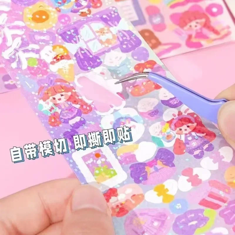 100/50/20Pcs Cute Stickers Kawaii Cartoon Laser Sticker for Kid Sticker Plate DIY Popular Campus Students Decoration Stationery