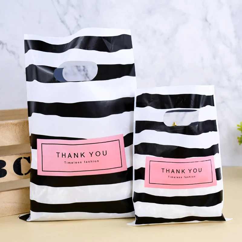 50/100 Stück Dankeschön-Geschenktüten mit Griffen, Geburtstagsgeschenk, Kleidungstasche, kleine Unternehmen, Dankeschön-Geschenktüten, Einkaufen, Plastiktüten – Detail 7