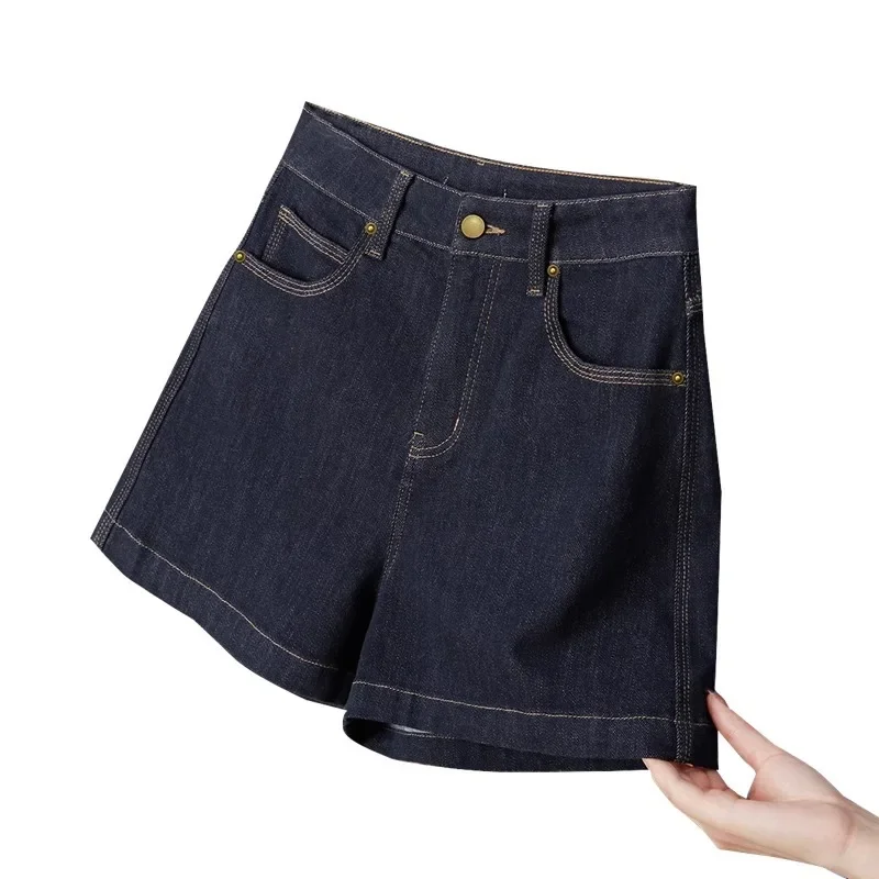 Hohe Taille Breite Bein Jeans Retro Waschen Abnehmen Hong Kong Stil Casual Shorts plus Größe frauen Denim Hosen Sommer Neue ankunft