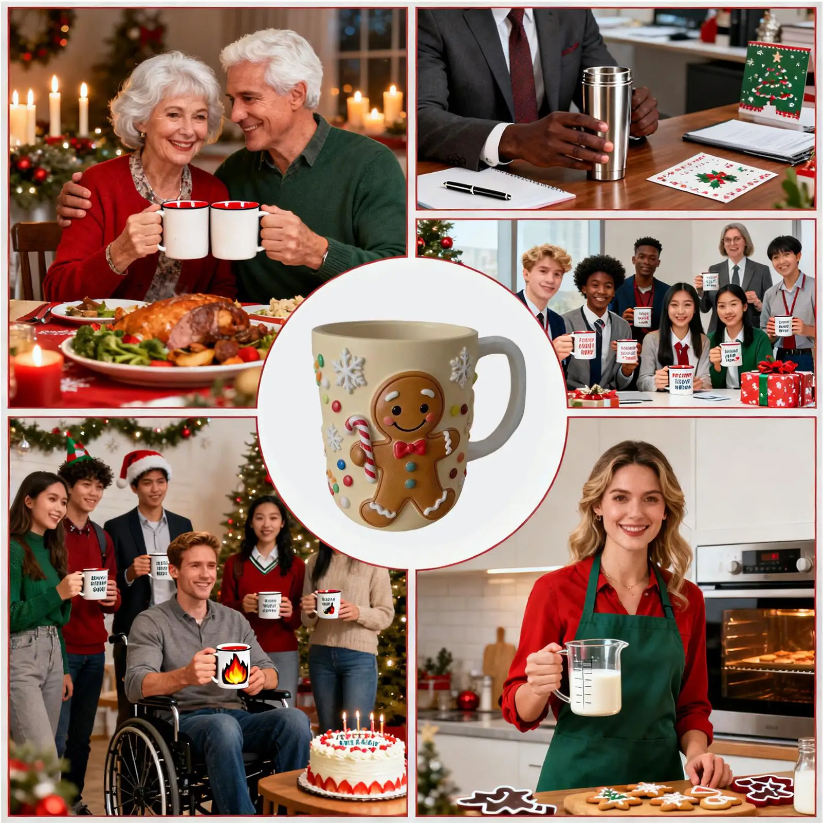 

Christmas Cup Resin Holiday Drinkware Cute Christmas Stockings Tree Gingerbread Mug For Drink Tea Milk Juice Water Party Home