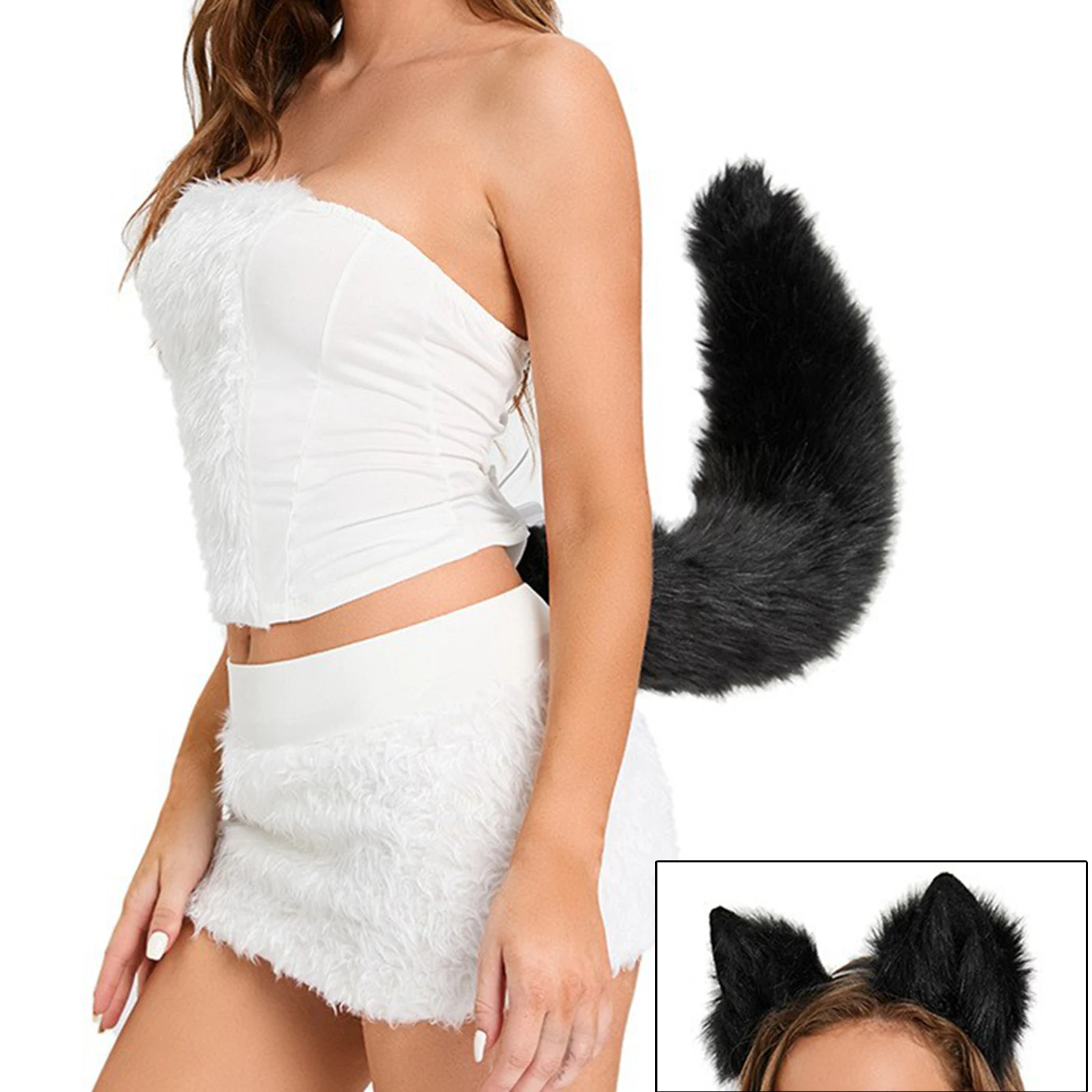 Faux tail fox facile da indossare fascia pelosa Clip orecchie per ragazze bambini Costume accessorio Cosplay Set Masquerade