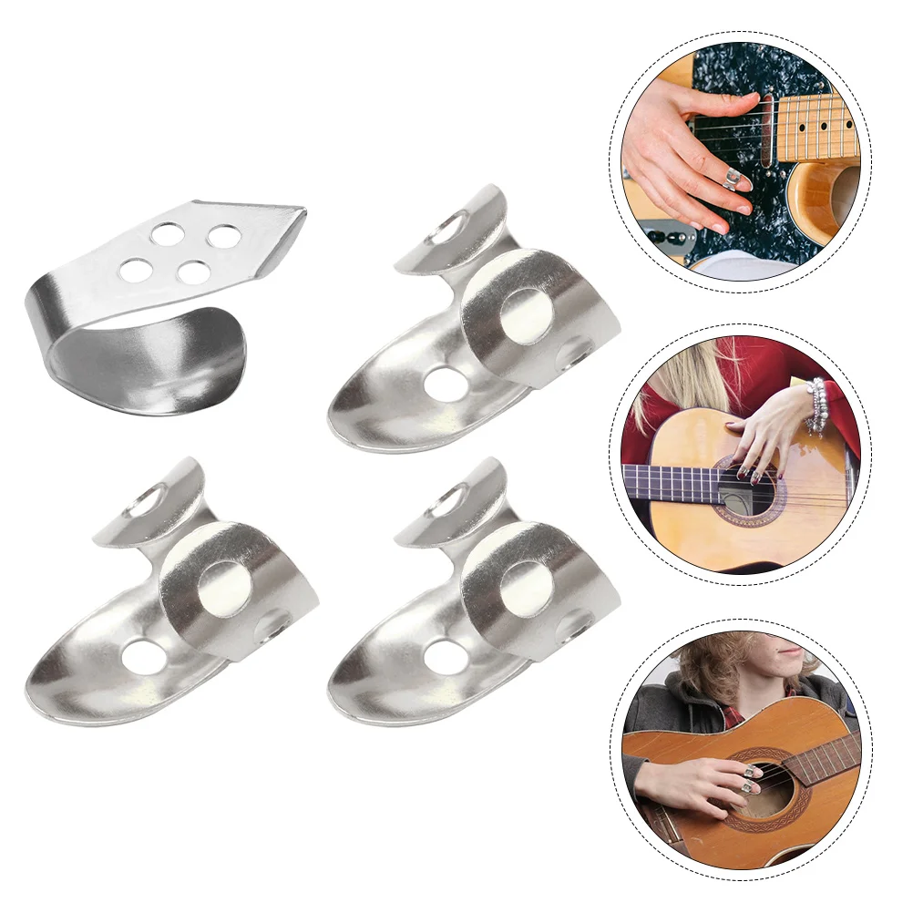 4 Uds. Púas de guitarra para bajo, pulgar de Metal, púa suave, Banjo de dedo, piezas de suministros de palillo de pulgar ajustables de acero