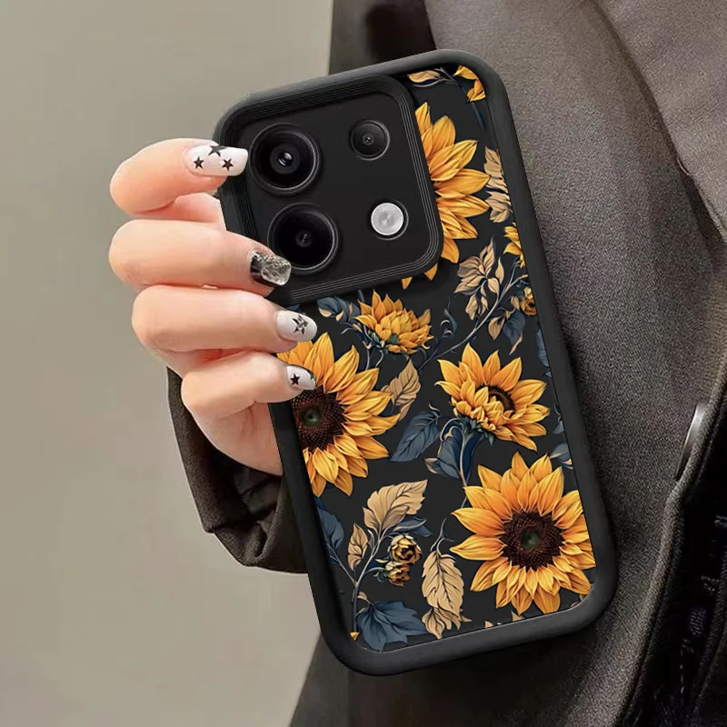 Sunflower Pattern Matte Phone Case for Xiaomi Redmi Note 14 13 12 11 Pro Plus 4G 5G 12S 11S 10S 10 Redmi 13C 14C Cover Fundas image 3
